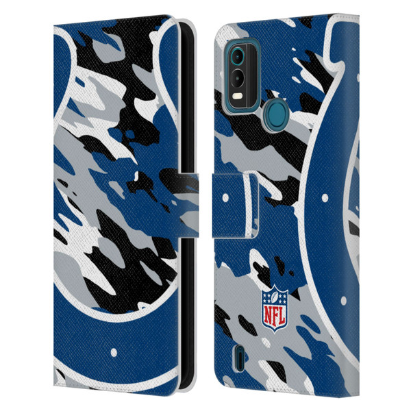 NFL Indianapolis Colts Logo Camou Leather Book Wallet Case Cover For Nokia G11 Plus