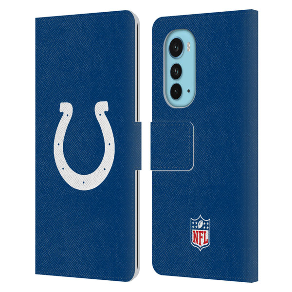 NFL Indianapolis Colts Logo Plain Leather Book Wallet Case Cover For Motorola Edge (2022)