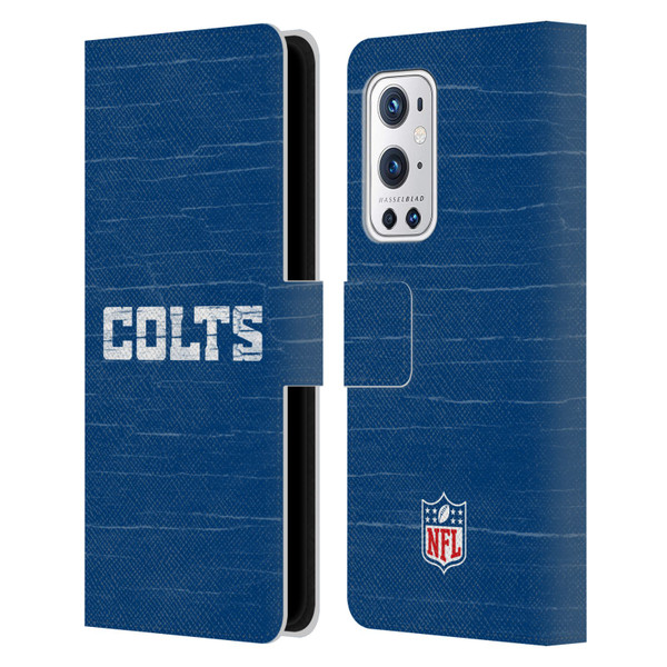 NFL Indianapolis Colts Logo Distressed Look Leather Book Wallet Case Cover For OnePlus 9 Pro