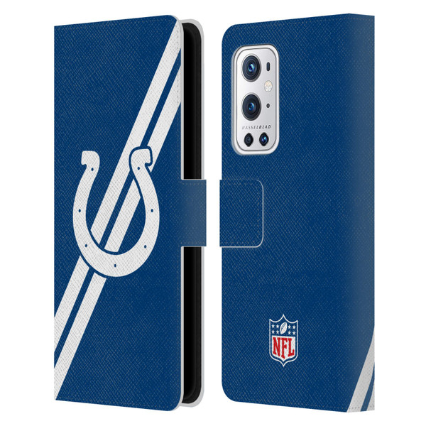 NFL Indianapolis Colts Logo Stripes Leather Book Wallet Case Cover For OnePlus 9 Pro