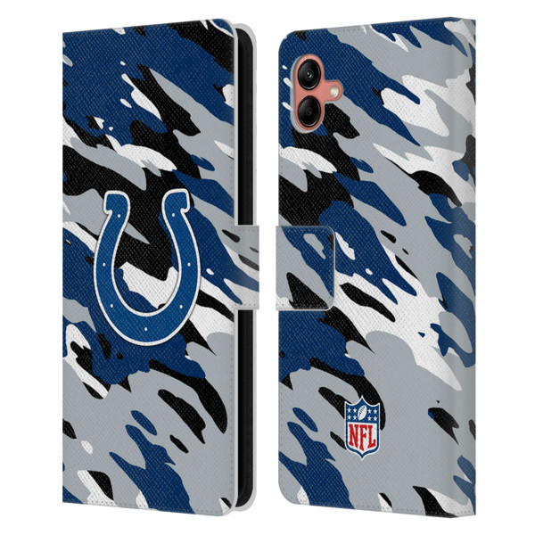 NFL Indianapolis Colts Logo Camou Leather Book Wallet Case Cover For Samsung Galaxy A04 (2022)