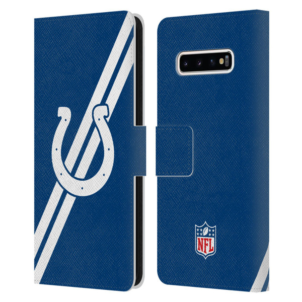 NFL Indianapolis Colts Logo Stripes Leather Book Wallet Case Cover For Samsung Galaxy S10+ / S10 Plus