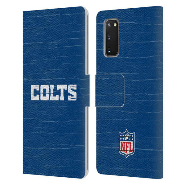 NFL Indianapolis Colts Logo Distressed Look Leather Book Wallet Case Cover For Samsung Galaxy S20 / S20 5G