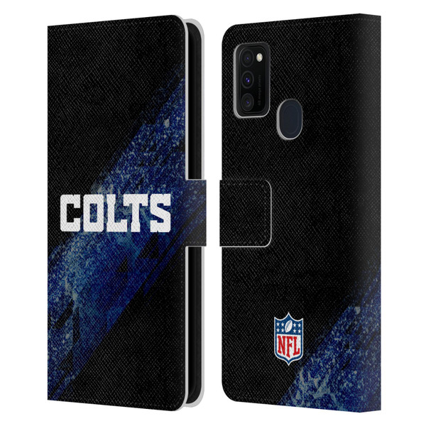 NFL Indianapolis Colts Logo Blur Leather Book Wallet Case Cover For Samsung Galaxy M30s (2019)/M21 (2020)