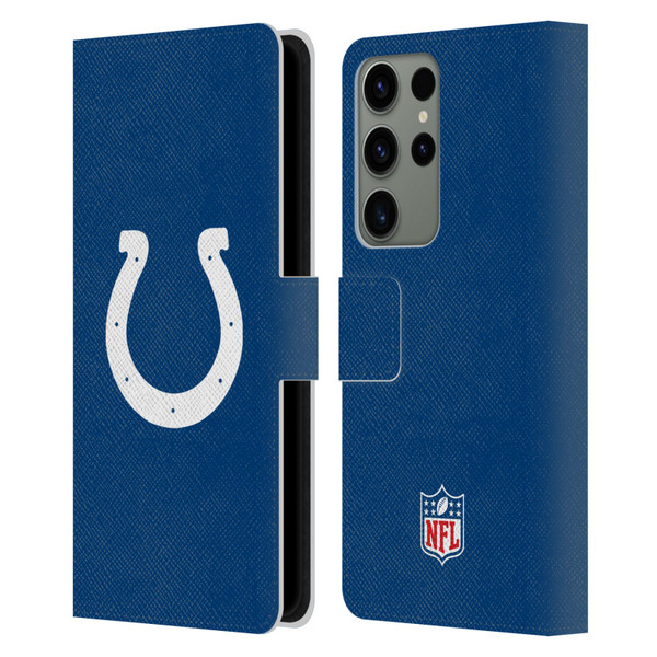 NFL Indianapolis Colts Logo Plain Leather Book Wallet Case Cover For Samsung Galaxy S23 Ultra 5G