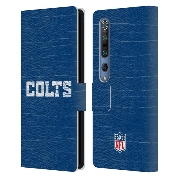NFL Indianapolis Colts Logo Distressed Look Leather Book Wallet Case Cover For Xiaomi Mi 10 5G / Mi 10 Pro 5G
