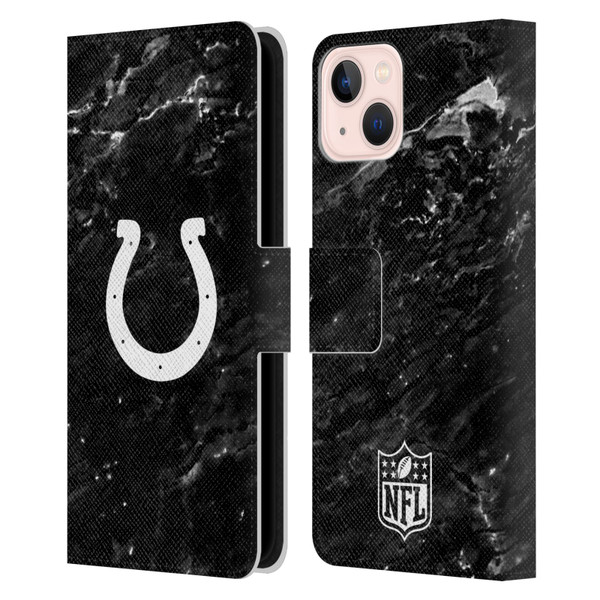 NFL Indianapolis Colts Artwork Marble Leather Book Wallet Case Cover For Apple iPhone 13