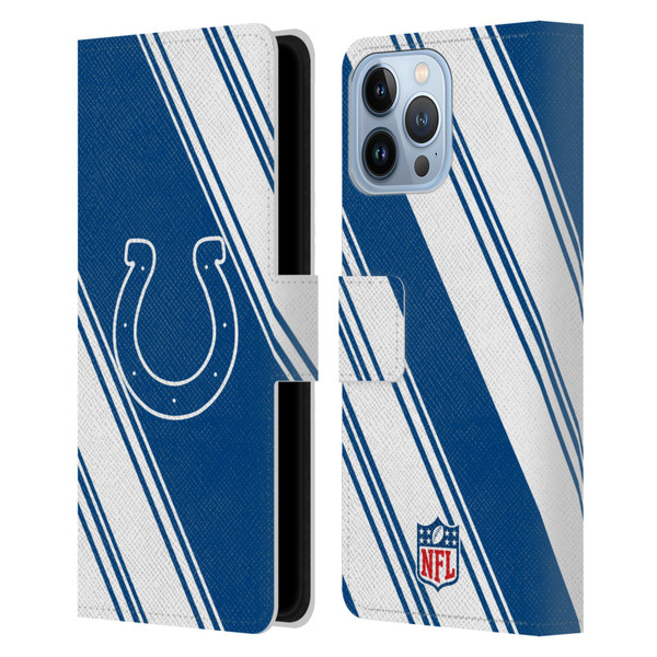 NFL Indianapolis Colts Artwork Stripes Leather Book Wallet Case Cover For Apple iPhone 13 Pro Max