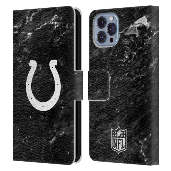 NFL Indianapolis Colts Artwork Marble Leather Book Wallet Case Cover For Apple iPhone 14