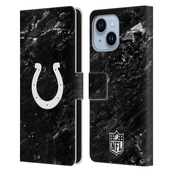 NFL Indianapolis Colts Artwork Marble Leather Book Wallet Case Cover For Apple iPhone 14 Plus