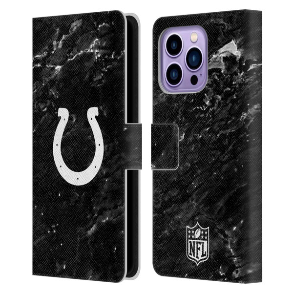 NFL Indianapolis Colts Artwork Marble Leather Book Wallet Case Cover For Apple iPhone 14 Pro Max