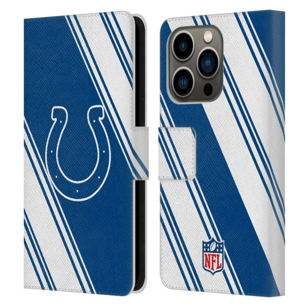 NFL Indianapolis Colts Artwork Stripes Leather Book Wallet Case Cover For Apple iPhone 14 Pro