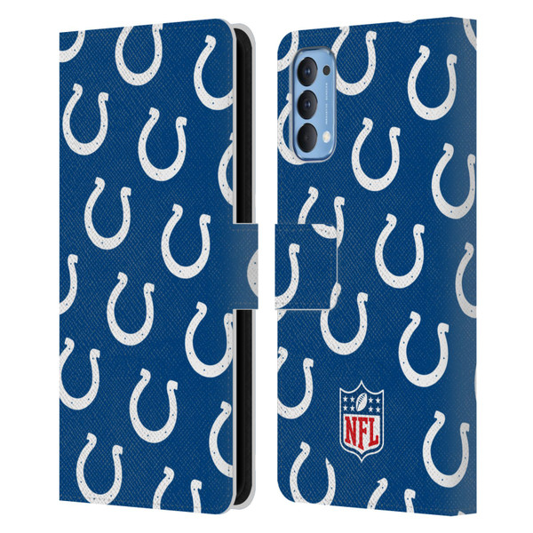 NFL Indianapolis Colts Artwork Patterns Leather Book Wallet Case Cover For OPPO Reno 4 5G