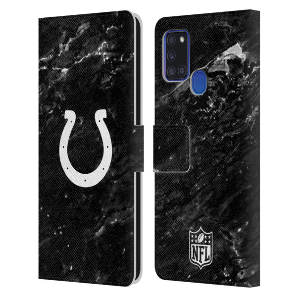 NFL Indianapolis Colts Artwork Marble Leather Book Wallet Case Cover For Samsung Galaxy A21s (2020)