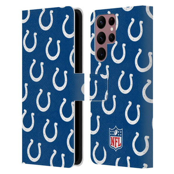 NFL Indianapolis Colts Artwork Patterns Leather Book Wallet Case Cover For Samsung Galaxy S22 Ultra 5G