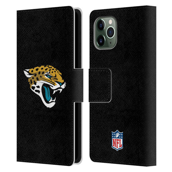 NFL Jacksonville Jaguars Logo Plain Leather Book Wallet Case Cover For Apple iPhone 11 Pro