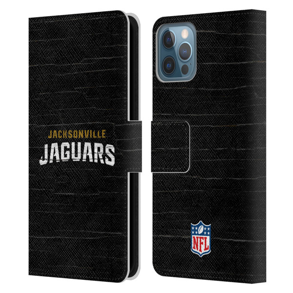 NFL Jacksonville Jaguars Logo Distressed Look Leather Book Wallet Case Cover For Apple iPhone 12 / iPhone 12 Pro