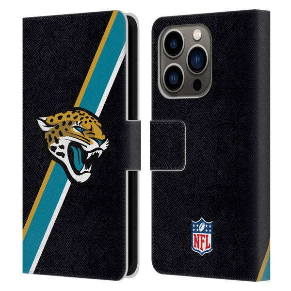 NFL Jacksonville Jaguars Logo Stripes Leather Book Wallet Case Cover For Apple iPhone 14 Pro