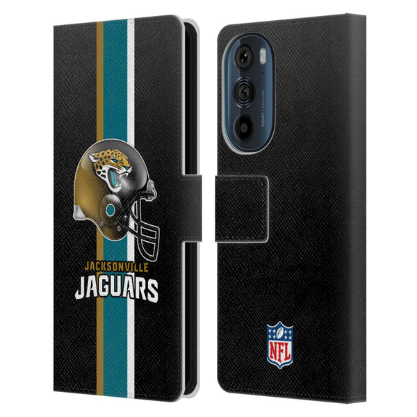 NFL Jacksonville Jaguars Logo Helmet Leather Book Wallet Case Cover For Motorola Edge 30