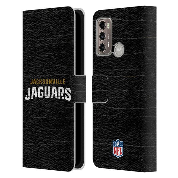 NFL Jacksonville Jaguars Logo Distressed Look Leather Book Wallet Case Cover For Motorola Moto G60 / Moto G40 Fusion
