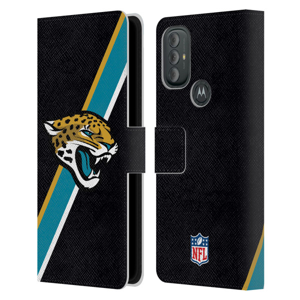 NFL Jacksonville Jaguars Logo Stripes Leather Book Wallet Case Cover For Motorola Moto G10 / Moto G20 / Moto G30