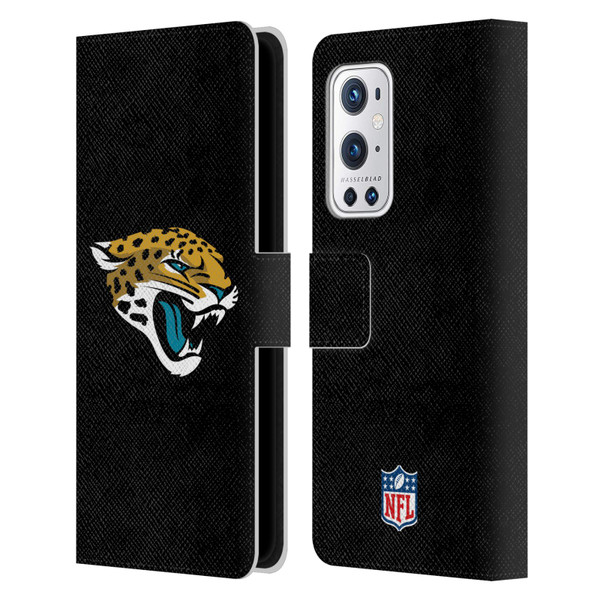 NFL Jacksonville Jaguars Logo Plain Leather Book Wallet Case Cover For OnePlus 9 Pro