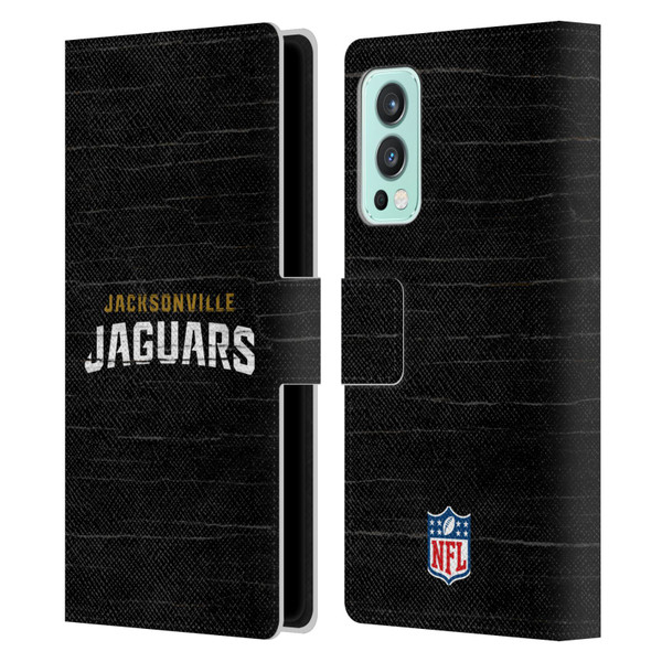 NFL Jacksonville Jaguars Logo Distressed Look Leather Book Wallet Case Cover For OnePlus Nord 2 5G