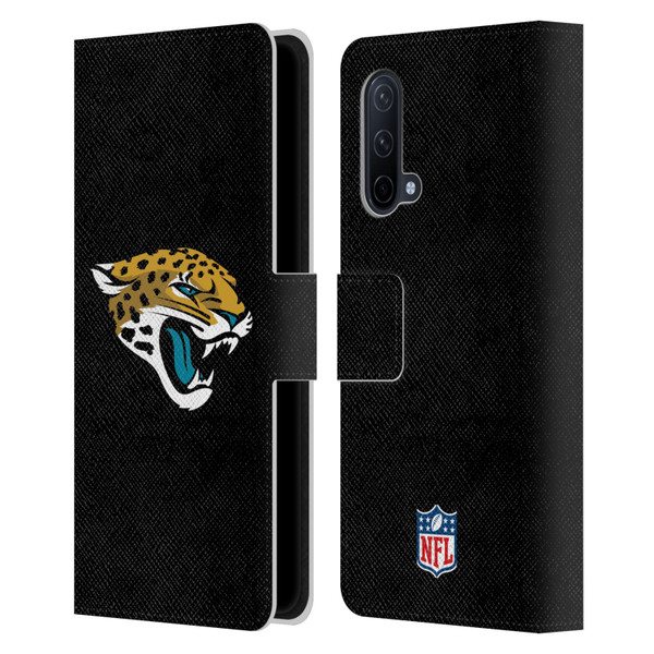 NFL Jacksonville Jaguars Logo Plain Leather Book Wallet Case Cover For OnePlus Nord CE 5G