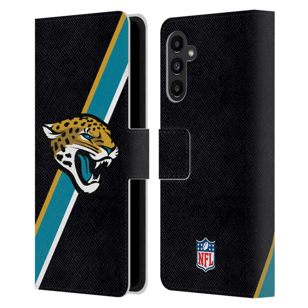 NFL Jacksonville Jaguars Logo Stripes Leather Book Wallet Case Cover For Samsung Galaxy A13 5G (2021)