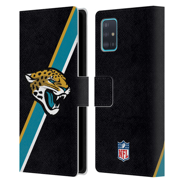NFL Jacksonville Jaguars Logo Stripes Leather Book Wallet Case Cover For Samsung Galaxy A51 (2019)