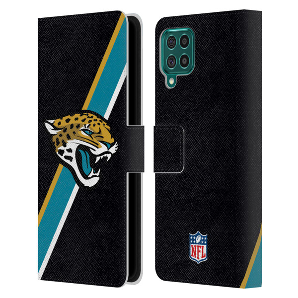 NFL Jacksonville Jaguars Logo Stripes Leather Book Wallet Case Cover For Samsung Galaxy F62 (2021)