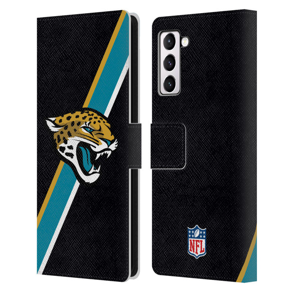 NFL Jacksonville Jaguars Logo Stripes Leather Book Wallet Case Cover For Samsung Galaxy S21+ 5G