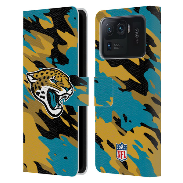 NFL Jacksonville Jaguars Logo Camou Leather Book Wallet Case Cover For Xiaomi Mi 11 Ultra