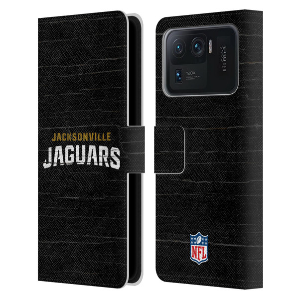 NFL Jacksonville Jaguars Logo Distressed Look Leather Book Wallet Case Cover For Xiaomi Mi 11 Ultra