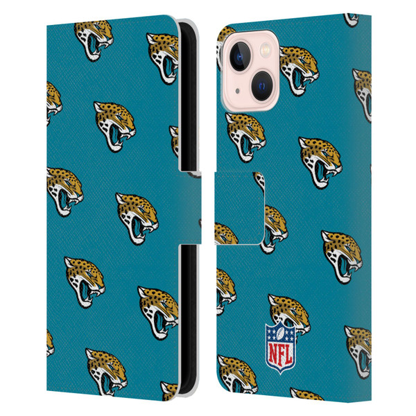 NFL Jacksonville Jaguars Artwork Patterns Leather Book Wallet Case Cover For Apple iPhone 13
