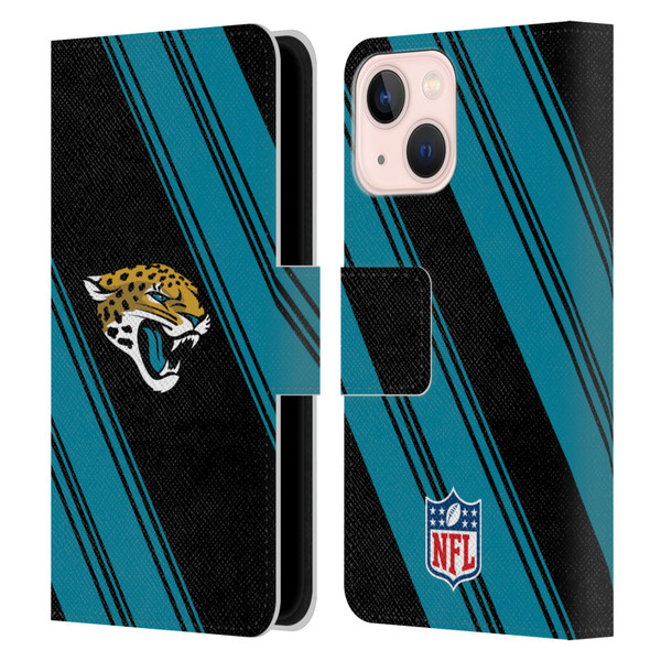 NFL Jacksonville Jaguars Artwork Stripes Leather Book Wallet Case Cover For Apple iPhone 13 Mini