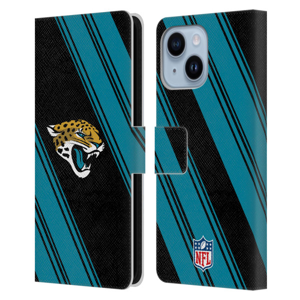 NFL Jacksonville Jaguars Artwork Stripes Leather Book Wallet Case Cover For Apple iPhone 14 Plus