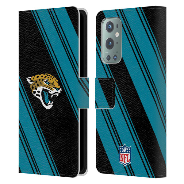 NFL Jacksonville Jaguars Artwork Stripes Leather Book Wallet Case Cover For OnePlus 9