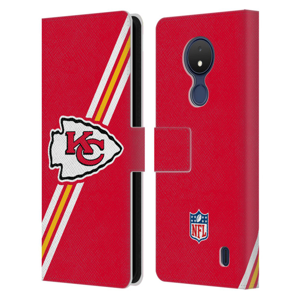 NFL Kansas City Chiefs Logo Stripes Leather Book Wallet Case Cover For Nokia C21