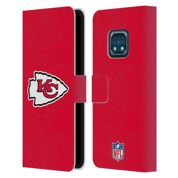 NFL Kansas City Chiefs Logo Plain Leather Book Wallet Case Cover For Nokia XR20