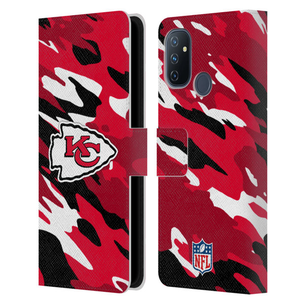 NFL Kansas City Chiefs Logo Camou Leather Book Wallet Case Cover For OnePlus Nord N100
