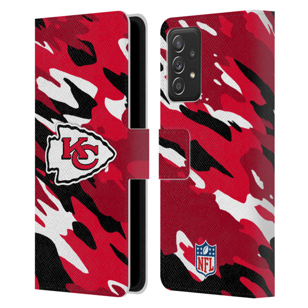 NFL Kansas City Chiefs Logo Camou Leather Book Wallet Case Cover For Samsung Galaxy A52 / A52s / 5G (2021)