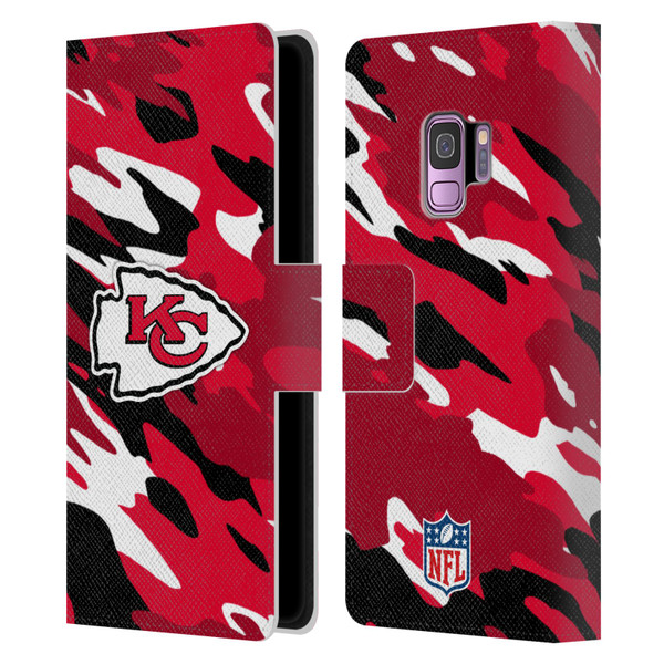 NFL Kansas City Chiefs Logo Camou Leather Book Wallet Case Cover For Samsung Galaxy S9