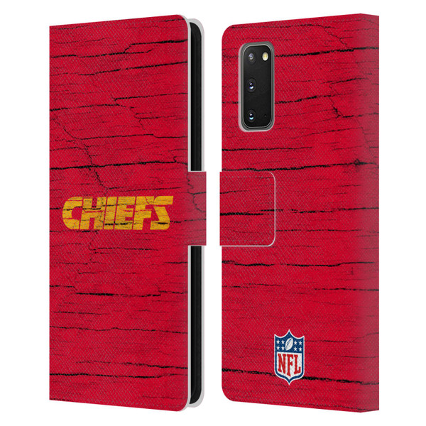 NFL Kansas City Chiefs Logo Distressed Look Leather Book Wallet Case Cover For Samsung Galaxy S20 / S20 5G