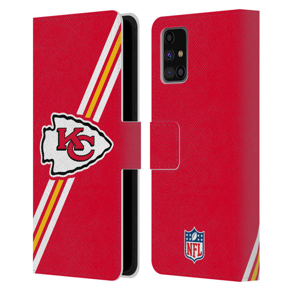 NFL Kansas City Chiefs Logo Stripes Leather Book Wallet Case Cover For Samsung Galaxy M31s (2020)