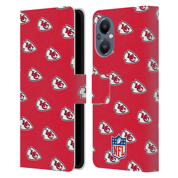 NFL Kansas City Chiefs Artwork Patterns Leather Book Wallet Case Cover For OnePlus Nord N20 5G