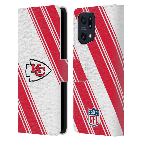 NFL Kansas City Chiefs Artwork Stripes Leather Book Wallet Case Cover For OPPO Find X5