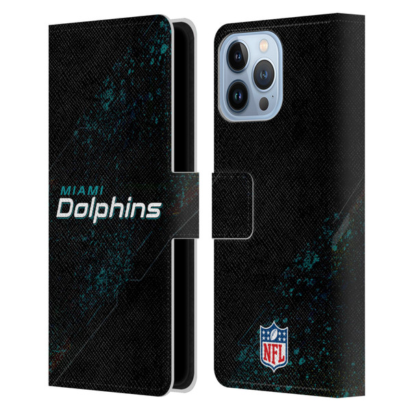 NFL Miami Dolphins Logo Blur Leather Book Wallet Case Cover For Apple iPhone 13 Pro Max