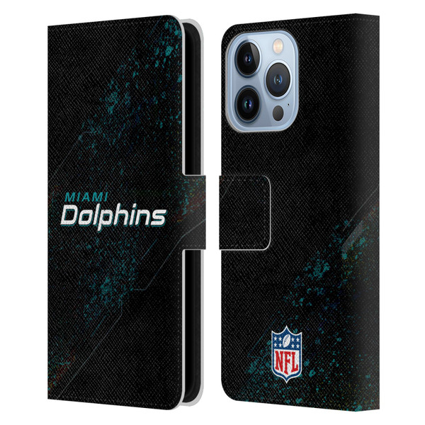 NFL Miami Dolphins Logo Blur Leather Book Wallet Case Cover For Apple iPhone 13 Pro