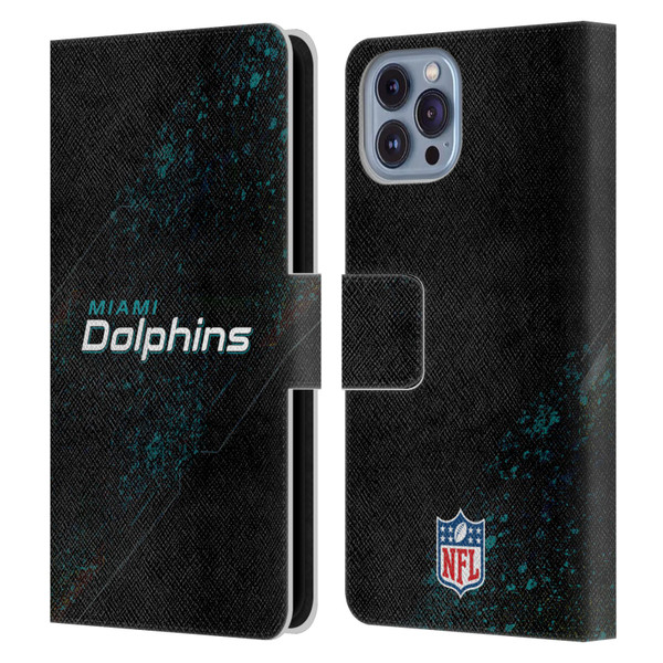 NFL Miami Dolphins Logo Blur Leather Book Wallet Case Cover For Apple iPhone 14